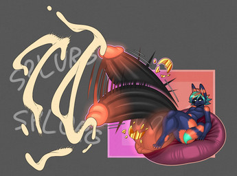 anthro balls bean_bag big_balls big_penis bodily_fluids cum cumshot dipstick_tail ejaculation erection excessive_cum excessive_genital_fluids genital_fluids genital_raphe genitals glans hair hands-free huge_balls huge_penis humanoid_genitalia humanoid_penis hyper hyper_balls hyper_genitalia hyper_penis male markings multicolored_body multicolored_hair nude penis raphe_(anatomy) scrotal_raphe sitting solo tail tail_markings two_tone_body two_tone_hair yellow_eyes daeriusus mammal hi_res
