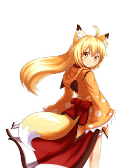 ahoge amber_eyes blonde_hair bow_(feature) clothed clothing female fluffy fluffy_tail fur hair inner_ear_fluff long_hair looking_at_viewer simple_background smile solo tail tuft waist_bow white_background white_body white_fur horokusa0519 korai_(horokusa) animal_humanoid canid canid_humanoid canine canine_humanoid fox_humanoid humanoid mammal mammal_humanoid 2015 3:4 hi_res