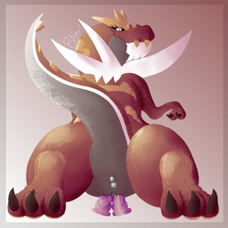 anal anal_beads anal_penetration anus bodily_fluids claws dildo double_penetration eyelashes feet female feral foot_focus genital_fluids genitals hindpaw kneeling looking_at_viewer paws penetration presenting raised_tail rear_view semi-anthro sex_toy simple_background smile soles solo tail vaginal vaginal_fluids vaginal_penetration vulva blitzpitz nintendo pokemon dinosaur fossil_pokemon generation_6_pokemon pokemon_(species) prehistoric_species reptile scalie theropod tyrantrum 1:1 absurd_res hi_res