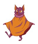 ambiguous_gender anthro barefoot cheek_tuft clothed clothing facial_tuft feet head_tuft on_one_leg poncho raised_leg simple_background smile solo standing tongue tongue_out tuft white_background fuel_(artist) deke_(ittybittykittytittys) bat mammal megabat 2020 hi_res