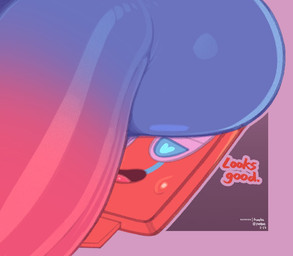 ambiguous_focus ambiguous_gender answer anthro balls balls_on_face big_balls big_penis blue_balls blue_body blue_eyes blue_fur blush bodily_fluids body_blush border close-up dialogue duo facesitting femboy fur genitals glans half-closed_eyes heart_eyes heart_symbol looking_at_balls looking_at_genitalia looking_at_penis looking_pleasured male male/ambiguous narrowed_eyes nude open_mouth open_smile orange_body outline penis penis_blush pink_glans purple_background purple_border purple_outline simple_background sitting_on_another smile solo_focus sweat text tongue frumples nintendo pokemon animate_inanimate generation_4_pokemon lucario pokemon_(species) rotom rotom_phone 2023 artist_name digital_media_(artwork) english_text