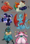 alternative_fashion ancient_pokemon anthro arthropod avian bangs big_breasts big_butt black_hair blaziken blue_body blue_fur breast_size_difference breasts breath_powers bust_portrait butt canid clothing crossed_legs dragon egyptian elemental_manipulation espathra female fire fire_breathing fire_manipulation fur generation_3_pokemon generation_4_pokemon generation_5_pokemon generation_7_pokemon generation_9_pokemon goth grey_background group hair hi_res holowear_(pokemon) huge_breasts josephsuchus legwear lucario lurantis mammal mythological_creature mythological_scalie mythology nintendo nude paradox_pokemon pattern_clothing pattern_legwear pattern_stockings pink_body pokemon pokemon_(species) pokemon_unite portrait red_feather ruins_style_lucario salamence scalie simple_background sketch_page slither_wing stockings striped_clothing striped_legwear striped_stockings stripes wings