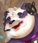 anthro blush clothing electronics eyes_closed fur headphones male purple_body purple_fur shirt solo tongue topwear white_body white_fur jmeo1230 lifewonders tokyo_afterschool_summoners alp_(tas) bear giant_panda mammal 2019 portrait