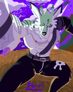 abs anthro barazoku claws clothing finger_claws fur male multicolored_body multicolored_fur muscular muscular_anthro muscular_male nipples pecs perspective serious solo pinumontbalou bandai_namco digimon mythology canid canine canis digimon_(species) mammal mythological_canine mythological_creature werecanid werecanine werecreature weregarurumon werewolf wolf 4:5 hi_res