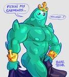 anthro clothed clothing covering covering_self crown cuff_(restraint) glistening glistening_body headgear male male_focus muscular muscular_anthro muscular_male navel nipples not_furry open_mouth restraints smile solo standing topless towel wrist_cuffs polartrunk epic_games fortnite poseidon_(fortnite) goo_creature goo_humanoid humanoid hi_res