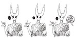 4_fingers ambiguous_gender anthro cape clothing cracks duo fingers gesture heart_gesture heart_symbol horn i_love_you looking_at_viewer male male/ambiguous missing_arm scar solo_focus speech_bubble torn_clothing liqdra hollow_knight team_cherry grimm_(hollow_knight) hollow_knight_(character) arthropod insect 2:1 american_sign_language greyscale hi_res monochrome multiple_images sign_language