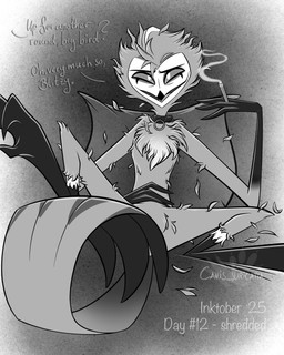 after_sex anthro beak cigarette cigarette_smoke claws collar collar_only convenient_censorship dialogue feathers holding_cigarette holding_object lying male mostly_nude multi_eye nude on_back open_mouth ruffled_feathers smile smoke solo spread_legs spreading tail tail_between_legs tail_feathers text atimon hellaverse helluva_boss stolas_(helluva_boss) avian demon 2025 4:5 english_text hi_res monochrome signature