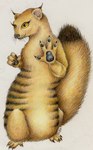 claws eyelashes feral fur male pawpads simple_background solo striped_body stripes tail whiskers white_background yellow_body yellow_eyes yellow_fur sideshowratt_(artist) gef_the_talking_mongoose elemental_spirit ghost herpestid mammal mongoose spirit