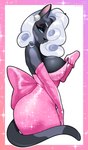 anthro big_breasts big_butt bow_accessory breasts butt clothing dress female glamorous gloves handwear huge_breasts legwear pink_clothing pink_dress pose seductive sexy_eyes solo sparkles sparkling_clothing sparkling_dress sparkling_gloves thick_thighs thigh_highs wide_hips zhadart catherine_(foxvivana) felid feline mammal hi_res pinup