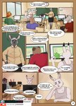 anthro classroom clothed clothing comic dialogue electronics english_text female fjollettigeren lagomorph leporid male mammal monitor rabbit richirichi school text