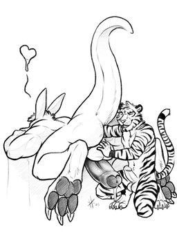 anal anal_fisting anal_penetration anthro anthro_on_anthro anthro_penetrated anthro_penetrating anthro_penetrating_anthro athletic athletic_anthro athletic_male ball_grab balls butt claws duo erection facial_markings fisting foreskin fur genitals hair head_markings humanoid_genitalia humanoid_penis kneeling male male/male male_anthro male_penetrated male_penetrating male_penetrating_male markings nude pawpads penetration penis sex short_hair simple_background size_difference smile striped_arms striped_body striped_face striped_fur striped_legs striped_markings striped_tail stripes tail tail_markings toe_claws hufnaar hufnaar_(character) solaxe felid kangaroo macropod mammal marsupial pantherine tiger 2019 dated hi_res monochrome