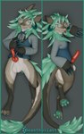 accessory animal_genitalia animal_penis anthro balls bedroom_eyes big_balls biped blue_horn bottomless bottomless_anthro bottomless_male bow_(feature) bow_accessory bow_ribbon butt claws clothed clothing curling_tail curling_toes dakimakura digitigrade erection eyewear feather_necklace feet finger_on_penis flared_penis fur genitals glasses hair half-closed_eyes hand_on_belly hand_on_butt hand_on_chest hindpaw horn jagged_mouth jewelry knot knotted_penis long_sleeve_shirt looking_at_viewer lying male narrowed_eyes necklace nubbed_penis on_back on_side partially_clothed pawpads paws penis presenting presenting_penis seductive sheath shirt shirt_only simple_background smile spread_legs spread_toes spreading tail teal_hair teal_pawpads toe_claws toes topwear topwear_only touching_penis vein veiny_penis vest wearing_glasses beanthusiast asher_sterling wickerbeast 3d_(artwork) 5:8 blender_(artwork) dakimakura_design digital_media_(artwork) hi_res maleherm_(lore)