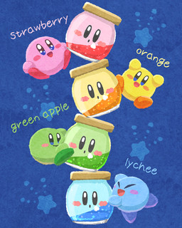 :o ambiguous_gender black_eyes blue_background blue_body blue_eyes blue_feet blue_skin eyes_closed feet food fruit glistening glistening_eyes glitter green_body green_feet green_skin group looking_at_viewer monotone_body monotone_skin not_furry open_mouth orange_body orange_feet orange_skin plant potion red_feet rosy_cheeks simple_background smile star strawberry tongue toony yellow_body yellow_skin ara_love_kirby kirby_(series) nintendo keeby kirby alien waddling_head 2024 4:5 clip_studio_paint_(artwork) colored detailed digital_drawing_(artwork) digital_media_(artwork) digital_painting_(artwork) hi_res painting_(artwork) portrait signature