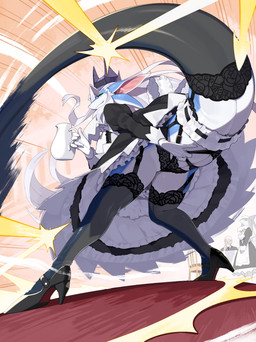 5_fingers accessory anthro areola biped blue_body blue_tail bottomwear breasts butt clothed clothed_anthro clothed_female clothed_human clothed_male clothing exposed_breasts female fingers footwear fully_clothed fully_clothed_anthro fully_clothed_female fully_clothed_human fully_clothed_male furgonomics garter garter_straps green_eyes grey_body high_heels holding_object horn legwear lingerie maid_uniform male nipples panties shoes solo standing tail tail_accessory tail_garter thigh_highs topwear underwear uniform upskirt kame_3 mythology aquatic dragon fish human mammal mythological_creature mythological_scalie scalie shark 2025 absurd_res digital_drawing_(artwork) digital_media_(artwork) hi_res