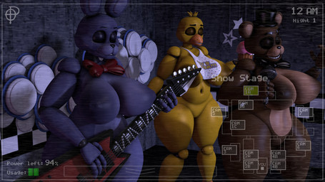 4_fingers anthro areola beak belly bib bib_only big_areola big_breasts bow_tie breasts brown_body camera_view casual_nudity clothing crossgender curvy_figure detailed_background electric_guitar electronics eyes_closed featureless_crotch female fingers gameplay_mechanics group guitar hat headgear headwear holding_guitar holding_microphone holding_musical_instrument holding_object huge_areola huge_breasts huge_hips huge_thighs machine microphone mtf_crossgender multicolored_body musical_instrument nipples nude nude_anthro nude_female plucked_string_instrument purple_body segmented_arms segmented_body segmented_legs slightly_chubby stage string_instrument tan_body tasteful_nudity thick_thighs top_hat trio two_tone_body voluptuous voluptuous_anthro voluptuous_female wide_hipped_anthro wide_hipped_female wide_hips yellow_body ordinary_pictures mishuyuu_(modeler) five_nights_at_freddy's scottgames bonnie_(fnaf) chica_(fnaf) freddy_(fnaf) animatronic avian bear bird chicken galliform lagomorph leporid mammal phasianid rabbit robot 16:9 2025 3d_(artwork) digital_media_(artwork) hi_res source_filmmaker_(artwork) watermark widescreen