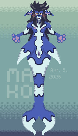 andromorph anthro big_ears blush blush_lines cetacean_tail fin genitals hair humanoid_genitalia humanoid_vulva intersex long_hair nipples nude open_mouth presenting presenting_vulva smile smiling_at_viewer smirk smirking_at_viewer solo split_form vulva makohyperion mako_the_merfurry aquatic cetacean fish mammal merfolk absurd_res digital_media_(artwork) hi_res pixel_(artwork)