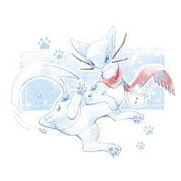 ambiguous_gender blue_eyes feral fur paws scarf snow snowman solo tail white_body white_fur simpface nintendo pokemon yemao_(kianyemao) generation_5_pokemon liepard pokemon_(species) 1:1 hi_res