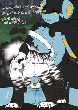 4_toes anal anal_penetration balls black_sclera black_stripes blue_body blue_fur challenge chastity_cage chastity_device chastity_key claws countershade_fur countershade_torso countershading dialogue duo feet feral feral_on_feral feral_penetrated feral_penetrating feral_penetrating_feral front_view fur genitals grey_body grey_fur hair jewelry key key_necklace keyholding larger_male male male/male male_penetrated male_penetrating male_penetrating_male necklace open_mouth outside outside_sex penetration penile penile_penetration penis_in_ass purple_eyes quadruped red_sclera sex sitting size_difference smaller_male smaller_penetrated smile standing striped_body striped_fur stripes tail teeth text toe_claws toes tongue tongue_out white_body white_fur white_hair white_tail yellow_eyes lonewolffl nintendo pokemon lone_(lonewolffl) felid generation_4_pokemon leopard luxray mammal pantherine pokemon_(species) 2025 digital_media_(artwork) english_text hi_res