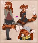 accessory anthro clothed clothing eyes_closed fangs female flower flower_in_hair green_eyes hair hair_accessory long_hair open_mouth plant red_hair smile solo teeth zoom_layer dvixie red_panda_vixie_(dennyvixen) ailurid canid canine fox hybrid mammal red_panda 2017