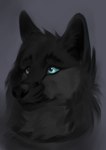 ambiguous_feral ambiguous_gender black_body black_fur black_nose blue_eyes feral fur grey_background mouth_closed neck_tuft simple_background solo three-quarter_view tuft martith canid canine canis mammal wolf 2017 absurd_res colored digital_drawing_(artwork) digital_media_(artwork) headshot_portrait hi_res portrait shaded female_(lore)