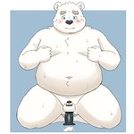 anal anal_masturbation anthro balls belly big_belly blue_eyes blush bodily_fluids dildo genitals kemono male masturbation micropenis moobs navel overweight overweight_male penis sex_toy simple_background small_penis solo sweat yaki_atsuage utau shirane_kan bear mammal polar_bear ursine 1:1 2023 censored hi_res