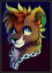 anthro black_border border chain_necklace head_tuft jewelry looking_at_viewer male necklace solo tuft the_fluff_bomb disney kingdom_hearts square_enix the_lion_king lion_sora sora_(kingdom_hearts) felid feline lion mammal pantherine headshot_portrait hi_res portrait