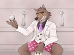 anthro clothing glass looking_at_viewer male male_anthro necktie smile solo underwear malphs dreamworks the_bad_guys mr._wolf_(the_bad_guys) canid canine canis mammal wolf 4:3 hi_res