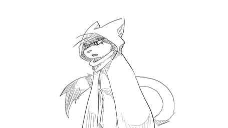 anthro bandanna_on_forehead belt cloak clothing female muffler solo tail turning_around dragonweirdo tula_(dragonweirdo) domestic_ferret mammal mustelid musteline true_musteline weasel 16:9 hi_res monochrome widescreen