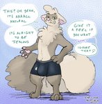 anthro big_tail bulge clothed clothed_anthro clothed_male clothing dialogue duo entrapment extreme_size_difference fluffy huge_tail hyper hyper_tail inside_clothing inside_underwear larger_anthro larger_clothed larger_male male male_anthro size_difference tail teeth text underwear dukeferret themuffinly duke_(pnspi) domestic_ferret mammal mouse murid murine mustelid musteline rodent true_musteline weasel english_text hi_res male_(lore)