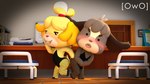 16:9 3d_(artwork) 4k absurd_res animal_crossing anthro blush brother_(lore) brother_and_sister_(lore) bulge bunny_costume canid canine canis clothed clothing costume digby_(animal_crossing) digital_media_(artwork) domestic_dog duo embarrassed female fishnet_clothing fishnet_legwear footwear fur hair hi_res inside isabelle_(animal_crossing) legwear looking_at_viewer male mammal nintendo nipples owo_sfm pose shih_tzu shoes sibling_(lore) sister_(lore) source_filmmaker_(artwork) toy_dog widescreen