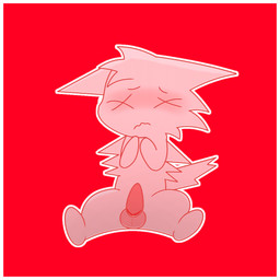 balls blush border feral fur genitals male penis pink_body pink_fur red_background simple_background sitting solo tail white_border young young_feral entity512 shorelinetail_(garn47) felid feline mammal 1:1