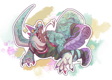 anthro basketball_uniform bodily_fluids bottomwear clothed clothing collar facial_piercing footwear green_body green_bottomwear green_clothing green_scales green_shirt green_shorts green_topwear head_spikes legband male mouth_piercing multicolored_claws muscular muscular_anthro muscular_male neck_piercing nose_piercing piercing purple_spikes saliva scales shirt shoes shorts solo spikes spikes_(anatomy) sportswear studded_collar studs tail tongue tongue_out tongue_piercing topwear uniform yellow_sclera gotry7 goat_(movie) sony_corporation sony_pictures modo_olachenko komodo_dragon lizard monitor_lizard reptile scalie 2026 digital_media_(artwork)