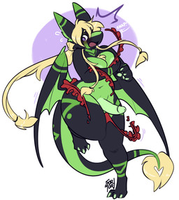 anthro areola black_body black_fur blonde_hair blush breasts butt_wings clothing dragon_wings embarrassed fluffy_ears fur genitals glans green_areola green_body green_breasts green_fur green_glans green_penis gynomorph hair intersex on_one_leg penis ponytail solo standing surprised tail tail_tuft tuft unusual_wing_placement wardrobe_malfunction wings conditional_dnp sorimori mythology kitty_(rainsnowandflowers) dragon furred_dragon furred_scalie mythological_creature mythological_scalie scalie hi_res