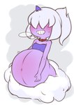 belly big_belly breasts breath collar female flat_chested huge_belly hyper hyper_belly hyper_pregnancy pregnant pregnant_female pregnant_humanoid small_breasts solo darlondemonic palworld pocketpair dazzi_(pal) humanoid pal_(species) absurd_res hi_res