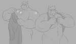 anthro male muscular muscular_male nervous pecs solo sweatshirt tute_bear bovid caprine goat mammal hi_res