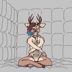 anthro antlers brown_antlers brown_body brown_fur brown_hair brown_hooves brown_nose crossed_legs detailed_background eyebrows fur hair highlights_(coloring) hooves horn inside looking_at_viewer male male_anthro multicolored_highlights padded_room restraints scut_tail short_tail sitting smile smiling_at_viewer solo straitjacket tail tan_body tan_fur tan_inner_ear unguligrade dyyrlysh kristoffer_everglade deer mammal new_world_deer white-tailed_deer 2024 aliasing aseprite_(artwork) digital_drawing_(artwork) digital_media_(artwork) flat_colors full-length_portrait portrait