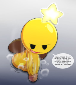 balls big_balls big_penis crossgender darkened_balls darkened_genitalia darkened_penis dialogue floating gender_transformation genitals male motion_lines musk musky_balls musky_penis penis simple_background solo steam talking_to_viewer transformation vein veiny_penis tepigfan101 mario_and_luigi_(series) mario_bros nintendo starlow star_sprite waddling_head absurd_res hi_res