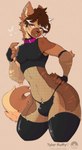 anthro big_butt brown_body bulge butt clothing collar femboy fishnet_clothing gloves hair handwear heart_symbol male pink_collar shaggy_hair solo suggestive white_hair yellow_eyes tyler_fluffy canid canine canis domestic_dog german_shepherd herding_dog mammal pastoral_dog 2022 digital_media_(artwork)