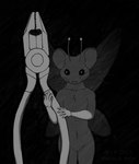 ambiguous_gender antennae_(anatomy) anthro featureless_crotch insect_wings looking_at_viewer nude pliers solo tools whiskers wings cybercorn_entropic tooth_fairy fairy mammal mouse murid murine rodent 2023 monochrome