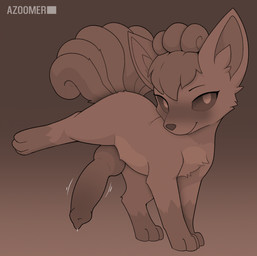 3_toes 6_tails animal_genitalia animal_penis bedroom_eyes big_knot big_penis black_eyebrows blush bodily_fluids canine_genitalia canine_penis digitigrade erection eyebrows feet feral fur genital_fluids genitals gloves_(marking) gradient_background huge_knot huge_penis inner_ear_fluff knot knotted_penis leg_markings looking_at_viewer male markings multi_tail narrowed_eyes penis precum presenting presenting_penis quadruped raised_leg seductive simple_background small_but_hung smile socks_(marking) solo tail text toes tuft azoomer nintendo pokemon generation_1_pokemon pokemon_(species) vulpix 2025 artist_name hi_res