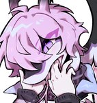 anthro bodily_fluids duo female finger_in_mouth fingering hair oral oral_fingering pink_hair pink_tongue purple_eyes saliva simple_background tongue weibo_logo white_background zhang_gun weibo xiaohen_(zhang_gun) lagomorph leporid mammal rabbit reptile scalie snake