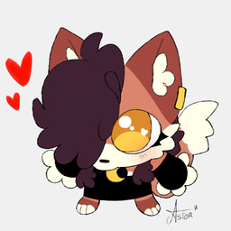 anthro big_eyes brown_hair choker femboy fluffy_ears hair heart_symbol jewelry male necklace piercing smug smug_face solo starlit_aster canid canine fox mammal 1:1 hi_res