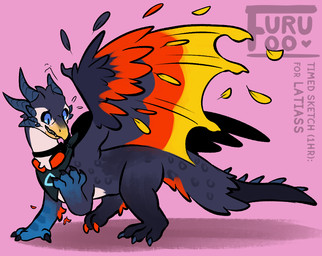 beak dragon_wings eyewear feathered_wings feathers feral goggles horn kerchief scales solo transformation wings furufoo mythology avian bird dragon mythological_creature mythological_scalie scalie full-length_portrait portrait