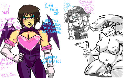 aggressive alternate_costume amazon_position annoyed anthro anthro_penetrated armwear aroused before_and_after breasts clenched_teeth clothed clothed_anthro clothed_female clothed_human clothed_male clothing cosplay crossdressing crotch_grab dialogue dirty_talk dominant dominant_anthro dominant_female duo elbow_gloves fake_wings female female_penetrated femboy gloves grope hand_on_hip handwear human_on_anthro human_penetrating human_penetrating_anthro interspecies makeup male male/female male_penetrating male_penetrating_female nipples non-mammal_breasts non-mammal_nipples nude nude_anthro nude_female nude_human nude_male penetration penile penile_penetration penis_in_vagina pose profanity purple_clothing red_eyes sex spread_legs spreading submissive submissive_human submissive_male talking_to_another teeth text tightsuit vaginal vaginal_penetration white_clothing white_gloves white_handwear conqueeflord deltarune sega sonic_the_hedgehog_(series) undertale_(series) kris_dreemurr rouge_the_bat susie_(deltarune) human mammal scalie absurd_res colored english_text greyscale hi_res monochrome sequence