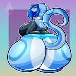 1:1 2024 anthro big_butt biped blush butt cirothicc clothing digital_media_(artwork) female hi_res huge_butt huge_hips huge_thighs hyper hyper_hips hyper_thighs looking_back rear_view reptile scalie simple_background smile snake solo ssilmarie_(trinity-fate62) thick_thighs topwear wide_hips