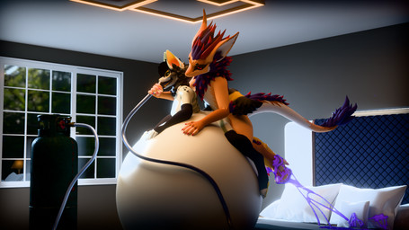 air_inflation anal anal_penetration animal_genitalia anthro belly belly_expansion belly_inflation big_belly big_penis bodily_fluids bone breasts claws colored_cum cum cum_inflation cum_inside cum_on_feet duo erection expansion feet foot_fetish foot_play footjob fur genital_fluids genitals glowing glowing_cum gynomorph gynomorph/male gynomorph_penetrated hair hose hose_in_mouth hose_inflation huge_belly hyper hyper_belly hyper_inflation immobile inflation intersex intersex/male intersex_penetrated lying lying_on_another lying_on_self male male_penetrating male_penetrating_gynomorph male_penetrating_intersex nude on_front penetration penile penis purple_cum sex skull skull_head tail toes unusual_bodily_fluids unusual_cum unusual_genital_fluids white_body vaqueroserg mythology levana_(vaqueroserg) zorro_foxx canid canine dragon furred_dragon furred_scalie mammal mythological_creature mythological_scalie nardoragon scalie skulldog_(species) 16:9 3d_(artwork) digital_media_(artwork) hi_res widescreen