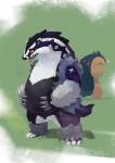 2019 anthro belly duo generation_2_pokemon generation_8_pokemon nintendo obstagoon overweight pokemon pokemon_(species) racoonwolf simple_background tongue tongue_out typhlosion