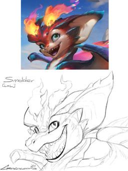 ambiguous_gender feral glistening glistening_eyes looking_at_viewer membrane_(anatomy) membranous_wings open_mouth open_smile pupils simple_background slit_pupils smile solo wings crazydrak league_of_legends mythology riot_games tencent smolder_(lol) dragon mythological_creature mythological_scalie scalie 2024 3:4 dated hi_res reference_image signature