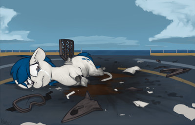 4_missing_limbs accident amputee blue_hair bodily_fluids broken_leg cloud crying cutie_mark cybernetics day detailed_background disability eyewear female feral fur goggles grey_eyes hair lying machine missing_all_legs on_side outside rocket sad ship sky solo tears text vehicle water watercraft white_body white_fur wings wire marsminer falcon_9 hasbro my_little_pony spacex fan_character merlin_(shinodage) cyborg earth_pony equid equine horse mammal pony 2018 hi_res signature