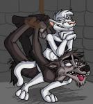 anthro bdsm bondage bound clothed clothing dominant duo female male nude partially_clothed sitting sitting_on straddling fatalsyndrome canid canine felid mammal 2013